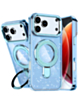 Glitter Ring Stand Protective Case for iPhone 17 Pro / 18 Pro (BLUE) (Only Ground Shipping)