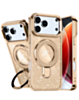 Glitter Ring Stand Protective Case for iPhone 17 Pro / 18 Pro (GOLD) (Only Ground Shipping)