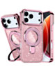 Glitter Ring Stand Protective Case for iPhone 17 Pro / 18 Pro (PINK) (Only Ground Shipping)