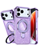 Glitter Ring Stand Protective Case for iPhone 17 Pro / 18 Pro (PURPLE) (Only Ground Shipping)