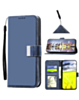 Elegant Leather Wallet Case with Wristlet Strap for iPhone 17 Pro Max / 18 Pro Max (BLUE) (Only Ground Shipping)