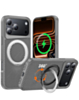 Premium Quality Magnetic Protective Case with 360 Rotating Ring Stand for iPhone 17 Pro Max / 18 Pro Max (SILVER) (Only Ground Shipping)