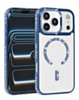 Rhinestone Magnetic Clear Protective Case for iPhone 17 Pro / 18 Pro (NAVY BLUE) (Only Ground Shipping)
