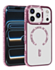 Rhinestone Magnetic Clear Protective Case for iPhone 17 Pro / 18 Pro (ROSE GOLD) (Only Ground Shipping)