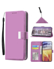 Elegant Leather Wallet Case with Wristlet Strap for iPhone 17 Pro Max / 18 Pro Max (PURPLE) (Only Ground Shipping)