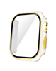 iWatch 42mm (2024) Shinny Hard PC Bumper Case - WHITE & GOLD (Only Ground Shipping)