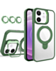 Magnetic Clear Case with 2 Kickstand & Camera Lens - DARK GREEN for iPhone 11 (Only Ground Shipping)