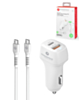 PowerPeak USB A+C Dual PD Car Charger with USB C-C Cable (48W) (White) (Only Ground Shipping)