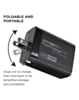 PowerPeak Triple Port GAN Charger with USB C-C Cable - (BLACK) (6 ft) (65W) (Only Ground Shipping)