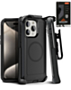 xBase by PowerPeak - Boulder MagSafe Heavy-Duty Co-Molded Rugged Protective Case withBelt Clip Holster - (BLACK) for iPhone 16 Pro (Only Ground Shipping)