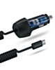 PowerPeak ECONOMY PD Coiled Car Charger with USB-C Cable (30W) (4ft) (BLACK) (Only Ground Shipping)