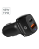 PowerPeak USB A+C Dual Port Power Delivery Car Charger (48W) - (BLACK) (Only Ground Shipping)