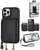 xBase by PowerPeak - Crossbody Zipper Purse for iPhone 14 Pro Max - (BLACK) (Only Ground Shipping)