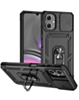 Dual Layers Hybrid Case with Metal Ring And Camera Protector - BLACK for Galaxy A07 (Only Ground Shipping)