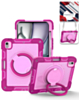 Multi-Functional Rugged Swivel Stand Case with Shoulder Strap (HOT PINK) for iPad Air 13 (2024 / 2025 / 2026) (Only Ground Shipping)