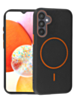 Magnetic Leather Soft Cases - BLACK & ORANGE for Galaxy A14 (Only Ground Shipping)