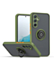 Galaxy A34 5G Hard PC Rear / Soft TPU Colorful Border Case with I-ring Holder - GREEN (Only Ground Shipping)
