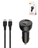 LDNIO C101 Dual USB A+C Car Charger with USB C-C Cable (3ft) (100W) (GRAY) (Only Ground Shipping)
