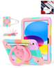 Shockproof Heavy Duty Stand Case with Pen Slot - COLORFULL & PINK for iPad 10 (2022) / iPad 11 (2025) (Only Ground Shipping)