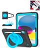 Shockproof Heavy Duty Stand Case with Pen Slot - BLACK & BLUE for iPad 10 (2022) / iPad 11 (2025) (Only Ground Shipping)