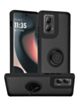 Moto Edge 5G (2024) Hard PC Rear / Soft TPU Colorful Border Case with I-ring Holder - BLACK (Only Ground Shipping)