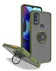 Moto G Pure- G Power 2022-G Play (2022 / 2023) Hard PC Rear / Soft TPU Colorful Border Case with I-ring Holder - GREEN (Only Ground Shipping)
