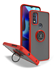 Moto G Pure- G Power 2022-G Play (2022 / 2023) Hard PC Rear / Soft TPU Colorful Border Case with I-ring Holder - RED (Only Ground Shipping)