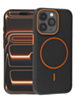 Magnetic Leather Soft Cases - BLACK & ORANGE for iPhone 12 / 12 Pro (Only Ground Shipping)
