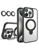 Magnetic Clear Case with 2 Kickstand & Camera Lens - BLACK for iPhone 12 / 12 Pro (Only Ground Shipping)