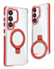 Galaxy S26 Thin Magnetic Clear Case with Camera Stand Kickstand - RED (Only Ground Shipping)