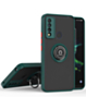 Hard PC Rear / Soft TPU Colorful Border Case with I-ring Holder - DARK GREEN for TCL 20 XE (Only Ground Shipping)