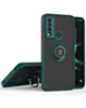 Hard PC Rear / Soft TPU Colorful Border Case with I-ring Holder - DARK GREEN for TCL 30 XE (Only Ground Shipping)