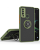 Hard PC Rear / Soft TPU Colorful Border Case with I-ring Holder - GREEN for TCL 30 XE (Only Ground Shipping)