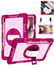 360 Rotating Hand Strap & Kickstand Case with Shoulder Strap (HOT PINK) for Galaxy Tab S9 / Tab S9 FE / Tab S10 FE / Tab S10 Lite (Only Ground Shipping)
