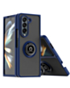 Galaxy Z Fold 6 Hard PC Rear / Soft TPU Colorful Border Case with I - ring Holder - NAVY GREEN (Only Ground Shipping)