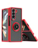 Galaxy Z Fold 6 Hard PC Rear / Soft TPU Colorful Border Case with I - ring Holder - RED (Only Ground Shipping)