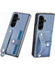 Galaxy Z Fold 7 Carbon Fiber Texture Card Slot Wrist Strap Holder Case - BLUE (Only Ground Shipping)