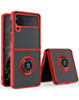 Galaxy Z Flip 3 Hard PC Rear / Soft TPU Colorful Border Case with I - ring Holder -RED (Only Ground Shipping)