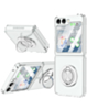 Galaxy Z Flip 5 Hard PC Rear / Soft TPU Colorful Border Case with I - ring Holder - CLEAR (Only Ground Shipping)