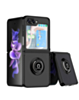 Hard PC Rear / Soft TPU Colorful Border Case with I - ring Holder for Galaxy Z Flip 6 / Z Flip 7 FE - BLACK (Only Ground Shipping)