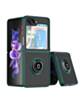 Hard PC Rear / Soft TPU Colorful Border Case with I - ring Holder for Galaxy Z Flip 6 / Z Flip 7 FE - DARK GREEN (Only Ground Shipping)