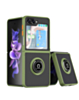 Hard PC Rear / Soft TPU Colorful Border Case with I - ring Holder for Galaxy Z Flip 6 / Z Flip 7 FE - NAVY GREEN (Only Ground Shipping)