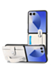 Wallet Case with Credit Card Holder Slot & Wristband -WHITE for Galaxy Z Flip 7 (Only Ground Shipping)