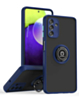Galaxy A03s Hard PC Rear / Soft TPU Colorful Border Case with I-ring Holder - NAVY BLUE d (Only Ground Shipping)