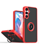 Hard PC Rear / Soft TPU Colorful Border Case with I-ring Holder - RED for Galaxy A26 (Only Ground Shipping)