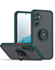 Galaxy A35 5G Hard PC Rear / Soft TPU Colorful Border Case with I-ring Holder - DARK GREEN (Only Ground Shipping)