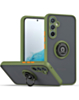 Galaxy A35 5G Hard PC Rear / Soft TPU Colorful Border Case with I-ring Holder - NAVY GREEN (Only Ground Shipping)