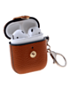 AirPods 1/2 Hard Leather Case with Metal Hook - BROWN (Only Ground Shipping)