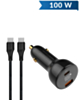 LDNIO C101 Dual USB A+C Car Charger with USB C-C Cable (3ft) (100W) (GRAY) (Only Ground Shipping)