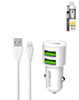 LDNIO C309 3.6A Dual USB-A Car Charger with USB A-L Non-MFI Cable (WHITE) (3ft) (18W) (Only Ground Shipping)